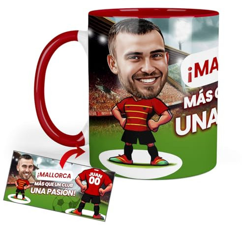 Anak Anak Tazas desayuno Futbol - Taza personalizada con caricatura y nombre - Tazas originales para regalar fanáticos futbol - Taza de futbol Español - Tazas de cafe 350 ML - Regalos (Mallorca)