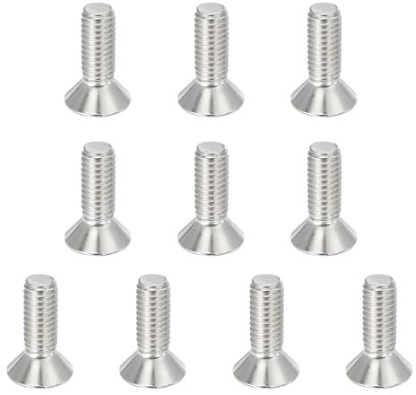 PATIKIL 3/8-16 x 1 Viti a Testa Svasata Piatta, 10Pz Bulloni a Testa Piana Guida Esagonale Viti per Macchine Acciaio Inossidabile 304 18-8 Filettatura Completa Grado 6.8
