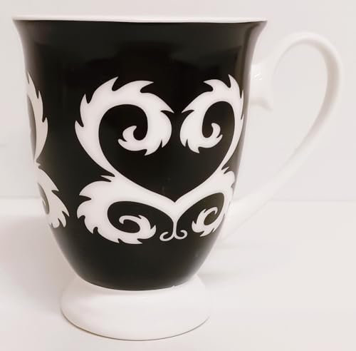 Rainbow Decors Stormy Hearts Mug Fine Bone China 300 ml Black & White Royal Footed Cup Hand Decorated in UK