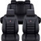 REMAZ Auto Sitzbezüge Sets für Toyota IQ 2008-2015, Leder Autositzbezug Vorder und Rückbank Sitzschoner Wasserdicht Zubehör,A-Black