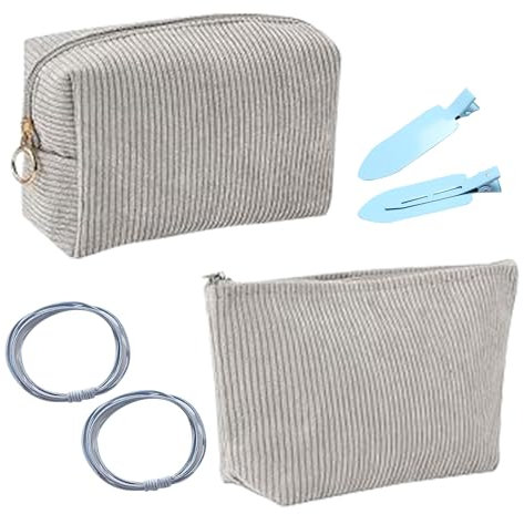 Zonoori 2 Stück Kord Graue Kosmetiktasche Klein Set