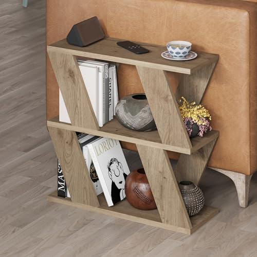 HOCUS PICUS Side Coffee Table with Magazine Rack, Side, Natural Oak | Living Room and Office, Many Colour Options, End Table, 60x22x57cm