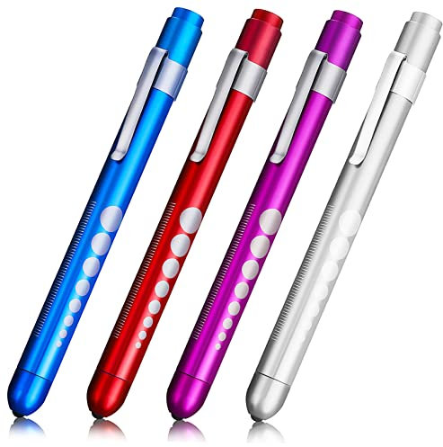 ETHZZLE Diagnostische Penlights 4 Stück Aluminiumlegierung Medizinische Stiftleuchten Mit Clip Und Konkavem Kopf Für Krankenschwestern Ärzte Pflegepersonal