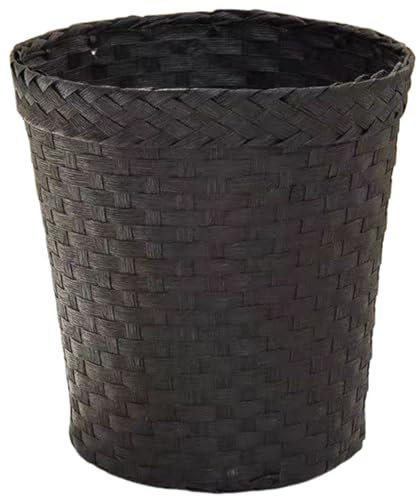 Poubelle de salle de bain en osier naturel, panier de déchets en osier pour salle de bain, couleur de café petit panier tissé poubelle, panier de blanchisserie rond pour les bureaux à domicile, pou