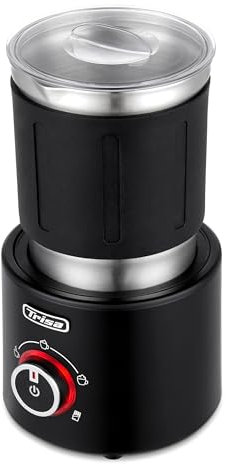 Trisa Milky Air Pro Milchaufschäumer, 3400 U/Min, 250ml Schaum & 400ml Heißgetränke, Edelstahlbehälter, Individuelle Aufsätze, Heiße Schokolade Funktion