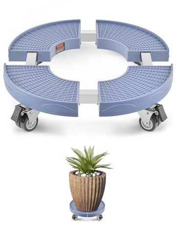 VEVOR Chariot à Poubelle Réglable 380-580 mm Socle à roulettes à Poubelles Rondes, Capacité Charge 181,4 kg, avec 4 Roues Pivotantes Verrouillables, Chariot à Plantes Multifonctionnel Robuste, Bleu