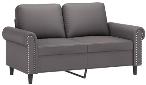 HEFZGDB 3-TLG. Sofagarnitur mit Kissen Grau Kunstleder Gartenlounge Sessel Wohnzimmer Kleines Sofa Sofas für Empfangsraum Schlafzimmer Aufenthaltsraum Wohnbereich