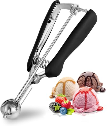 YUNYU Edelstahl-Eisportionierer mit Auslöser – Ergonomische Eisportionierer für Desserts, Backen, Kartoffelpüree und Sorbet, spülmaschinenfest und rostbeständiges Design (3,8 cm)