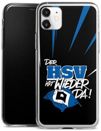Slim Case kompatibel mit Apple iPhone 11 Silikon Handyhülle transparent Hülle extra dünn Hamburger SV Aufstieg HSV