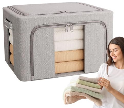 Fravsiu Storage Boxes Clothes, 24L Storage Bins, Breathable Fabric Construction, Stackable Zippered Organizer for Closet, Pantry, Garage, Bedroom, Travel, Camping, 15.75x11.81x7.87 Inches