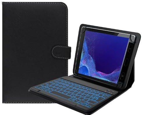 YHFZR Tastatur Hülle für Samsung Galaxy Tab Active4 Pro SM-T636B /Active Pro T540 10,1 Zoll, [Deutsches QWERTZ] Ultraslim Hülle mit 7 Farben Beleuchtung Kabellose Tastatur mit Schützhülle, Schwarz