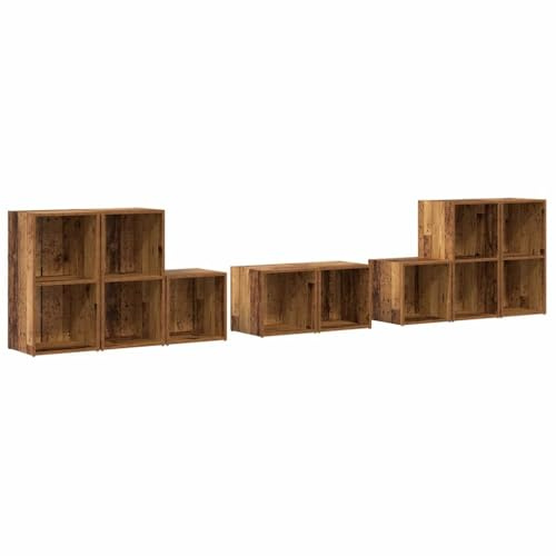 vidaXL TV Cabinet Set Wall-mounted 8 pcs Old Wood Engineered Wood, Modern Rectangular Cabinet, Wall-Mounted Storage Solutions for Living Room, Functional Furniture for Home Organization
