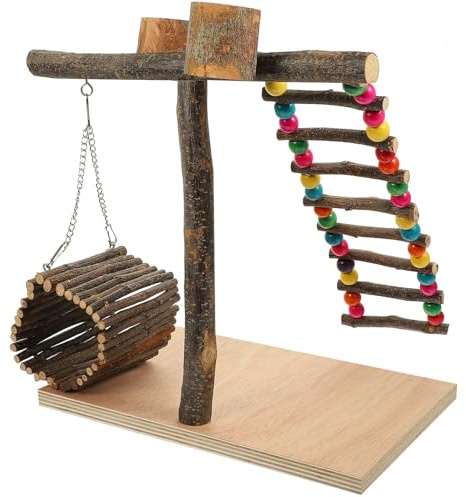 JUMPLAWN Papagei Stehgestell mit Interaktivem Vogelspielplatz und Verschleißfester Trainingsvogelstange für Desktop Dekoration und Haustier Vögel