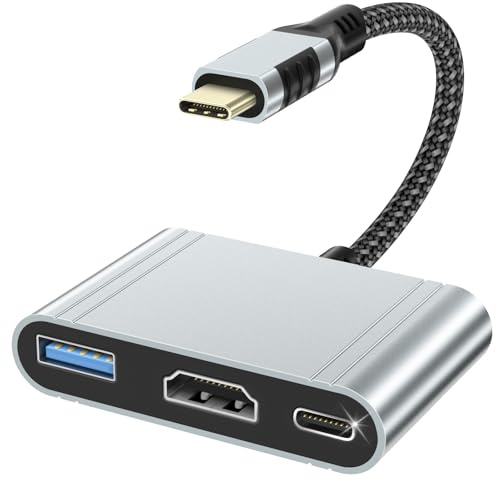 Cuszwee USB C HDMI Adapter, USBC Digital AV Multiport Hub mit 4K HDMI, USB 3.0, Type-C PD 3.0 für iPhone, iPad Pro/Air, MacBook, Samsung S25, Surface, Monitor, Projector