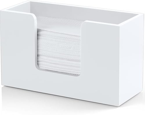 Dispensador de toallas de papel, soporte de madera para toallas de papel de baño, servilletero negro para cocina, dispensador de toallas de mano de papel triple para baño e inodoro (blanco)
