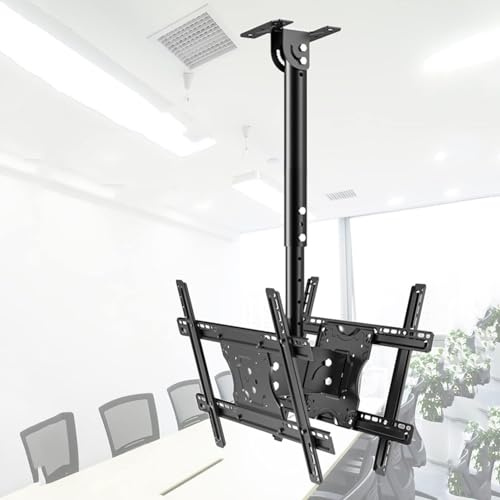 THEGA Support De Fixation TV Réglable pour Plafond, TV Inclinable Et Pivotant pour Plafond, Double Face, Compatible avec Les Téléviseurs De 32 À 55 Pouces, Fixation Au Plafond