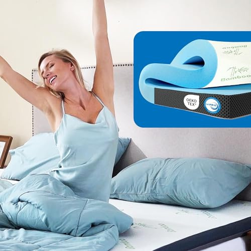 MKS Matratzentopper 220x200 Gel Topper H3 7cm Memory Foam Bambusbezug | extragroß für breite Doppelbetten, ideal für Paare & unruhige Schläfer, rutschfeste Unterseite, für frische Nächte