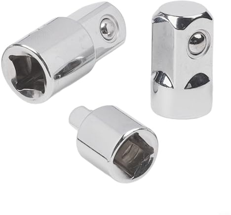 3-Piece Socket Adapter Set, Chrome Vanadium Steel 1/4-3/8-1/2 Inch Female to Male Drive Converter for Impact Wrench and Spanner Repair Tools