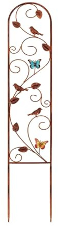 SZLIFE Treillis de Jardin pour Plantes Grimpantes, Ornement en Fer Forgé, Motif Rosier.