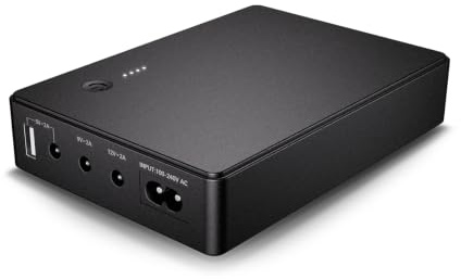 Mini UPS alimentazione senza interruzione per router, modem, fotocamera con ingresso uscita AC USB 5V DC 5V 9V 12V 2A (37Wh)
