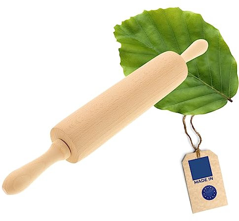 HOFMEISTER® Teigrolle, 40 cm, 100% Naturprodukt, plastikfrei Kochen & backen, Robustes Nudelholz, Teig schnell & gleichmäßig ausrollen, für jedes Backblech geeignet, langlebig