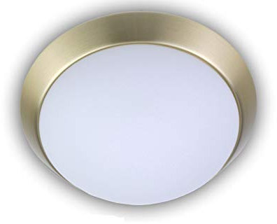 LED Deckenleuchte, Deckenschale rund Ø 35cm, Opalglas matt mit einem Dekorring in Messing matt, schöne LED Dielenleuchte mit Bajonettverschluß