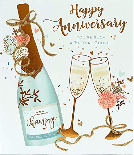 Wedding Anniversary Card - Couples Anniversary Card - for a Special Couple - Champagne Gold Foil Design