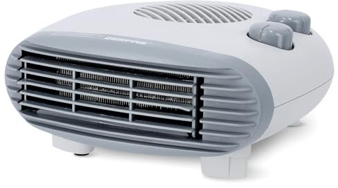 Geepas Portable Flat Fan Heater – Upright or Flatbed, Adjustable Thermostat with 2 Heat Settings 1000-2000W & Overheat Protection - Lightweight Heater with Cool, Warm & Hot Wind – 2 Years Warranty