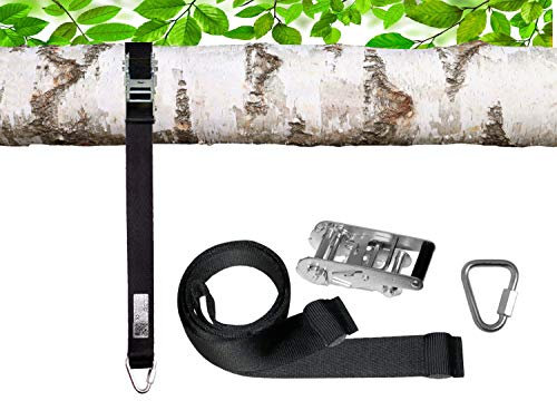PATRON® Baumratsche 5 m, dauerhafte Positionierung per Ratsche aus Polyester bis zu 2.200 kg, geprüft - HighTech Gurtband für Hängematten, Hängesessel, Schaukeln, PAT Bandlänge:5m