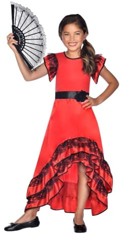 amscan Flamenco-Kostüm für Mädchen, multi, 128