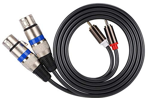 Fdit Dual-Cinch-Stecker auf Dual-XLR-Buchse, Vergoldetes Cinch auf 3-poliges XLR-Buchsen-Patchkabel (EIN Paar), Stereo-Audioanschluss für Verstärkermischer (1,5 M)