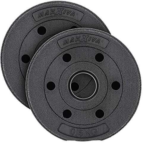 MAXXIVA Hantelscheiben-Set Zement 2 x 0,5kg Ersatzgewichte für Muskelaufbau Krafttraining Fitness-Zubehör Gewichtheben 1kg
