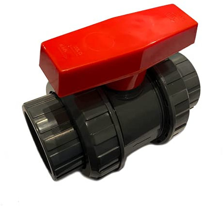 Adrenalin-Fishing Robinet à boisseau sphérique en PVC U de 63 mm - Série Budget à coller avec 2 écrous de raccordement et 2 manchons adhésifs en DN63