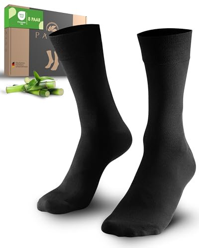 PAIXX Premium Bambus-Socken Herren 43-46, Bamboo-Socks Damen 39-42 & 35-38 – 4/8 Paar Schwarz, Mens Business Socks ohne Gummibund – Anti-Schweiß, Antibakteriell, Atmungsaktiv gegen Schweißfüße