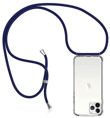 ZYIMOU Handykette für iPhone 11 Pro Max Hülle mit Band, Handyhülle Handy Necklace Hülle mit Kette Schutzhülle Kordel zum Umhängen Transparent Weich TPU Silikon Bumper, Blau
