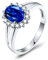 Beydodo Trauring Weißgold 750, Ring Damen Blume mit 1ct Saphir Ringgröße 62 (19.7), Verlobungsring Nickelfrei Weißgold mit Diamant