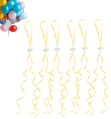 GoldRock Ballonverschlüsse Helium mit Schnur für Luftballons, 50 Stück Ballonband Gold, Luftballon Verschlüsse, Luftballon Schnüre, Schnur zum Luftballon Aufhängen für Hochzeitsfeier,Geburtstag,Party