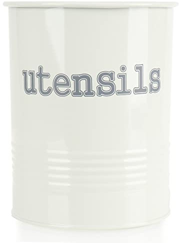 com-four® porte-ustensiles de cuisine - support de cuillère de cuisine en métal - boîte en métal comme porte-couverts - panier à couverts au design industriel (01 morceau de crème)