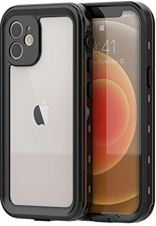 IMEIKONST iPhone 12 IP68 Waterproof Case, Heavy Duty Front and Back Cover Full Body 360° Protective Shockproof Underwater Dustproof Armor Phone Case for iPhone 12 6.1. Black FS