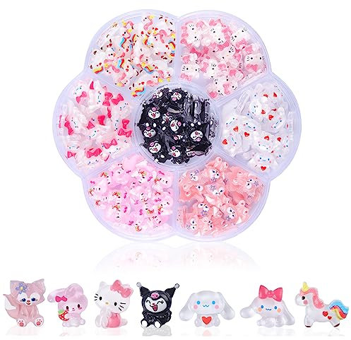 140 Pcs Nail Charms,7 Styles 3D Slime Charms Nail Decorations Flatback Resin Charm for DIY Nail Art Decorations Supplies,Hair Clips,Refrigerator Magnets,Jewelry and Phone Cases Etc