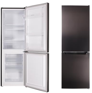 Respekta Stand Kühl-Gefrier-Kombination / 109 L Kühlanteil / 48 L Gefrieranteil /mit regelbarem Thermostat und Eiswürfelbereiter / KG144BS-37 / (H) 144 x (B) 47,4 x (T) 49,5 cm / 39 dB / Black Steel