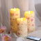 Eywamage Faser Optik Blumen Flammenlose Stumpenkerzen mit Fernbedienung, batterie flackernde LED-Kerzen Set aus 3 Stück
