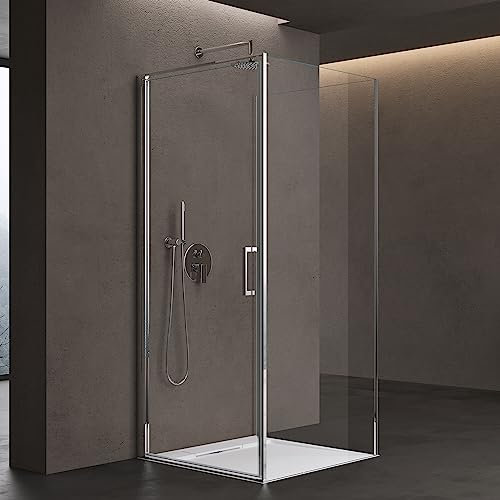 doporro Duschkabine U-Form 90x90x90 cm Ravenna36UK Duschabtrennung mit Drehtüren 8mm ESG-Sicherheitsglas Klarglas inkl. Nano-Beschichtung