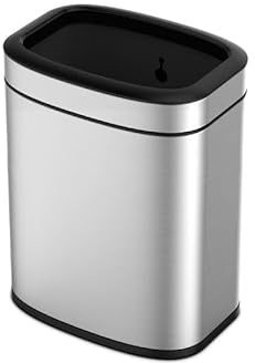 PROREGAL Rechteckiger Abfalleimer aus gebürstetem Edelstahl mit offener Einwurföffnung | 20 Liter, HxBxT 43x35,5x22,5cm | Silber