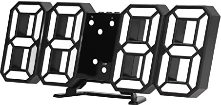 3D-LED-Digitaluhr, Energiesparende Digitale Wanduhr, Abnehmbare Basis für Wohnzimmer, Zuhause, Büro (Roter Buchstabe auf Schwarz)