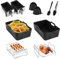 CINEMON 8 Stück Heißluftfritteusen Zubehör, Silikonform für Heißluftfritteuse für Ninja AF300EU/ AF400EU, Dual Airfryer Zubehör mit Heißluftfritteuse Grillpfanne, Backpapier etc