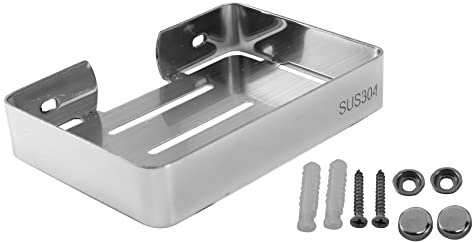 Knadgbft Porte-savon carré en acier inoxydable - Noir mat - Fixation murale - Accessoires de salle de bain (brillant)