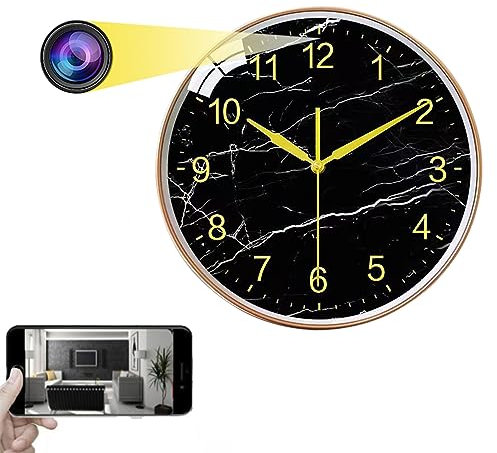 Firstoy Reloj de pared con cámara oculta, WiFi Spy Wall Clock Cámara 1080P Grabadora de video de seguridad inalámbrica con visión nocturna y visualización remota para seguridad en interiores y