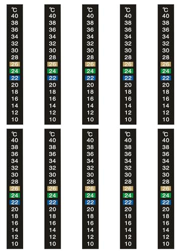 10 Stück Adhäsive Fischbecken-Temperatur-Sticker, Aquarium-Thermometer-Streifen, Aufkleber für Wassermessung