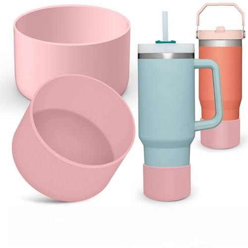 Gteller 2 Sujeta Vasos Posavasos de Silicona Antideslizantes Ecológicos para FrascoTazaVasoBotella (75 mm, Rosa)